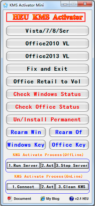 KMS Activator Mini(Win7激活工具) V2.1 英文绿色版